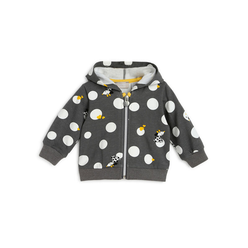 Girls Dark Grey Printed Cardigan image number 0